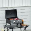2 Burner Propane Gas Grill Portable Tabletop BBQ with Foldable Legs Lid Thermometer for Camping Black