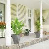 Set of 3 MgO Tall Planters Indoor Outdoor Stackable Flower Pots with Drainage Holes for Garden Balcony Gray