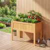 Wood Raised Garden Bed Elevated Planter Box with Bed Liner and Drainage Holes for Vegetables Flowers Herbs for Garden, Backyard, Balcony or Patio
