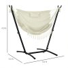 Outdoor Hammock Chair with Stand, Swing Hanging Lounge, Cream White with Side Pocket & Headrest