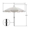 9ft Outdoor Round Market Patio Umbrella with Off-White Canopy and Black Trim