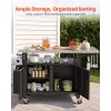 Outdoor Grill Cart with Storage Cabinet, 55.1 Inch Grill Table, Waterproof Kitchen Island with Stainless Steel Top, Shelf, and Wheels