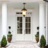 19"(H) Rustic Outdoor Hanging Lantern, Weatherproof Vintage Pendant Light with Clear Glass Shade, Waterproof Exterior Lighting Fixture for Porch