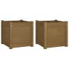 Garden Planters 2 pcs Honey Brown 15.7"x15.7"x15.7" Solid Wood Pine