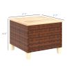 Outdoor Side Table with PE Rattan, Patio End Table with Natural Fir Wood Tabletop and Legs, Weather Resistant Accent Table for Patio Pool Porch, Brown
