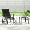 Outdoor Glider with Ottoman, Patio Glider Chair Set with High Back, Wide Seat for Porch, Garden, Backyard, Black
