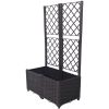 Poly Rattan Brown Trellis Raised Bed with Drainage Plug - 2 Removable Pots with Large Flower Boxes - Built-in Support for Climbing Plants - Outdoor Pa