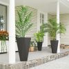 Indoor Outdoor Planters Set of 3 MgO Tall Planters Stackable Flower Pots with Drainage Holes for Garden Balcony Black