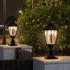 20"(H) Black Solar Powered LED Outdoor Lantern, Vintage Garden Light with Elegant Glass Design for Pathways, Yards, and Patios (1-Pack)
