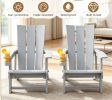 Set of 2 Outdoor Adirondack Chairs with Cup Holder Comfortable Garden Furniture for Backyard Patio Lawn