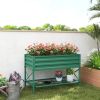 Galvanized Raised Garden Bed, Metal Planter Box with Legs, Storage Shelf and Bed Liner, Green