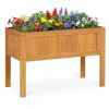 Wood Raised Garden Bed Elevated Planter Box with Bed Liner and Drainage Holes for Vegetables Flowers Herbs for Garden, Backyard, Balcony or Patio