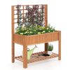 Raised Garden Bed with Trellis Wooden Elevated Planter Box with Legs