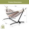 Double Hammock with Spreader Bar & Heavy-Duty 9ft Steel Wheel Stand, Brazilian Hammock Set, Portable Hammock with Stand for Outside, Backyard, Camping