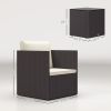 3 Piece Patio Furniture Set with Washable Cushions, Adjustable Feet, and Glass Coffee Table for Garden, Balcony, Brown