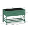 Galvanized Raised Garden Bed, Metal Planter Box with Legs, Storage Shelf and Bed Liner, Green