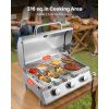 Tabletop Gas Grill, 3-Burner Stainless Steel Portable Propane Grill, with Built-in Thermometer, Travel Locks, Weatherproof Lid, 22,500 BTU Total