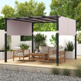 10 x 10 ft Flat Top Pergola with Retractable Canopy for Garden Pool Porch and Backyard (Color: Gray)