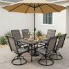 Rectangular Dining Table 7-Piece Set equipped with one long table and six matched gray dining chairs, solid stable structure, stylish color matching