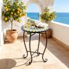 Floral Clover Blooming Lotus Bright Sunflower Mosaic 14" Patio Accent Coffee End Table - Outdoor Decorative Side Table