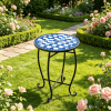 Floral Clover Blooming Lotus Bright Sunflower Mosaic 14" Patio Accent Coffee End Table - Outdoor Decorative Side Table