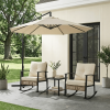Yellow Pattern Rattan 3-Piece Set with 2 rocking chairs and 1 matching coffee table, delicate hand-woven rattan, comfortable structure