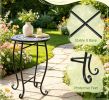 Floral Clover Blooming Lotus Bright Sunflower Mosaic 14" Patio Accent Coffee End Table - Outdoor Decorative Side Table