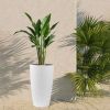 Set of 2 Faux Rattan Tall Planters Outdoor Indoor Large Planters with Water Level Monitor Inner Bucket, Automatic Watering