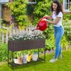 Raised Wicker Garden Bed with Storage Shelf and Removable Liner