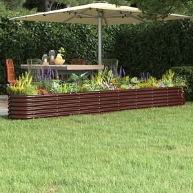 Garden Raised Bed Brown Powder-coated steel Large Durable (Color: Brown)