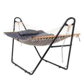 Hammock with Stand, Double-Barrel Hammock with Hammock Bed, Heavy Duty Adjustable Hammock Set for Outdoors, Patio, Yard, Garden, Gray (title: default title)
