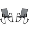 Set of 2 Metal Patio Rocking Chair with Breathable Seat Fabric