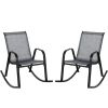 Set of 2 Metal Patio Rocking Chair with Breathable Seat Fabric