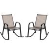 Set of 2 Metal Patio Rocking Chair with Breathable Seat Fabric