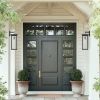 20"(H) Set of 2 Modern Outdoor Wall Lanterns with Black Metal Frame and Clear Glass, Weatherproof Wall Sconces for Porch, Garage, or Entryway Lighting