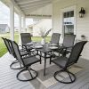 Rectangular Dining Table 7-Piece Set equipped with one long table and six matched gray dining chairs, solid stable structure, stylish color matching
