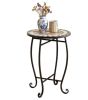 Floral Clover Blooming Lotus Bright Sunflower Mosaic 14" Patio Accent Coffee End Table - Outdoor Decorative Side Table