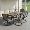 Rectangular Dining Table 7-Piece Set equipped with one long table and six matched gray dining chairs, solid stable structure, stylish color matching