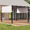 10 x 10 ft Flat Top Pergola with Retractable Canopy for Garden Pool Porch and Backyard
