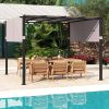 10 x 10 ft Flat Top Pergola with Retractable Canopy for Garden Pool Porch and Backyard
