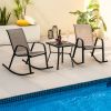 Set of 2 Metal Patio Rocking Chair with Breathable Seat Fabric