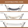 Hammock with Stand, Double-Barrel Hammock with Hammock Bed, Heavy Duty Adjustable Hammock Set for Outdoors, Patio, Yard, Garden, Beige